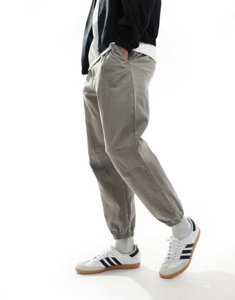Pull&Bear cuffed baggy pants in gray - view 1