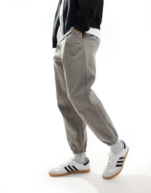 Pull&Bear cuffed baggy pants in gray