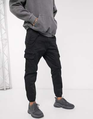 cuffed black cargo pants