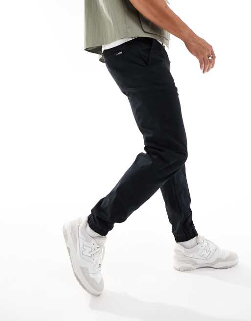 Pull&Bear cuffed pants in black