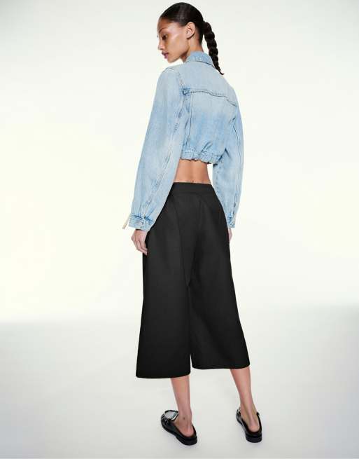 Pull&Bear culotte con cintura annodata nere, 2 di 7