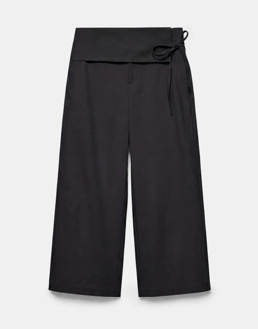Pull&Bear culotte con cintura annodata nere, 6 di 7