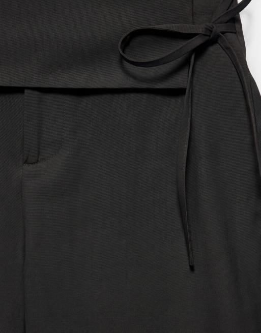Pull&Bear culotte con cintura annodata nere, 7 di 7