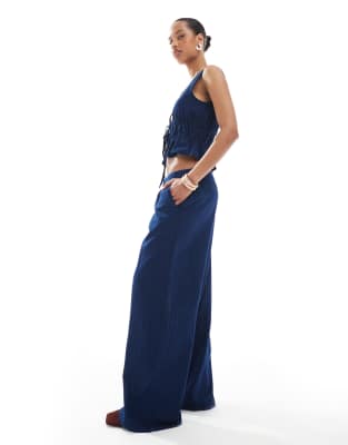 Pull&Bear culotte jeans in dark blue rinse - part of a set
