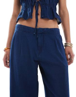 Pull&Bear culotte jeans in dark blue rinse - part of a set