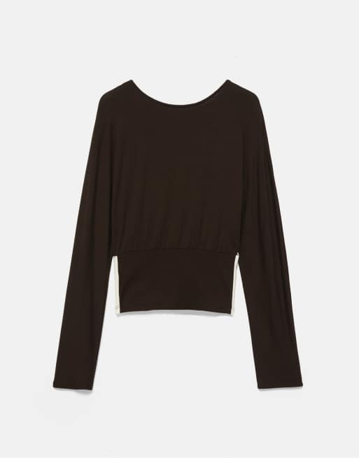 Pull&Bear Cummerbund top in brown, 7 of 7