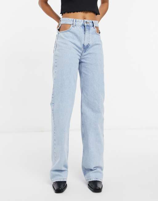 Pull&Bear cut out 90's jeans in blue | ASOS