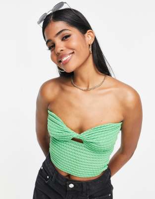 Pull&Bear cut out bandeau top in green