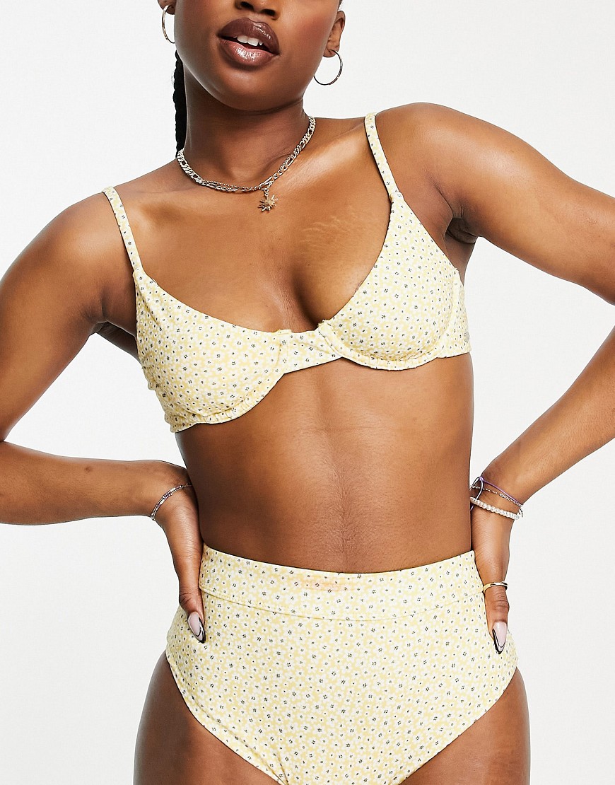 gemak Herenhuis rechter Pull & Bear Cute Floral Bikini Top In Yellow | ModeSens