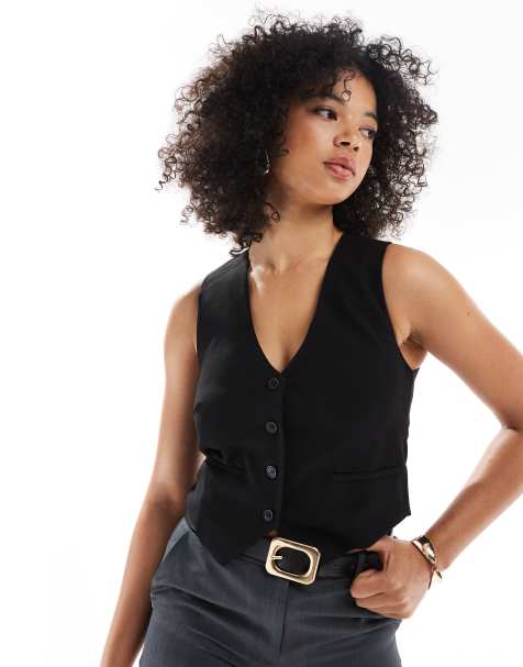 Pull&Bear tailored waistcoat in black