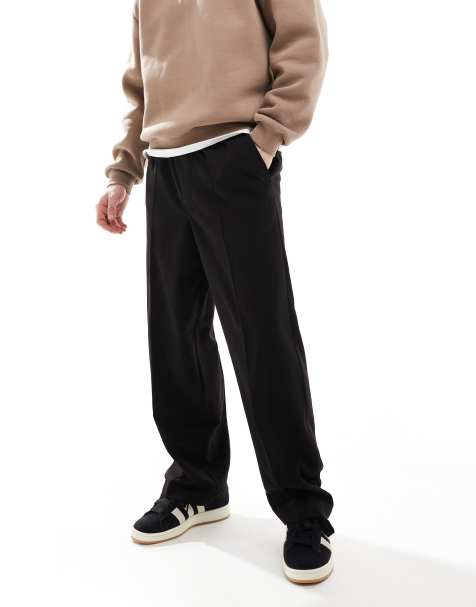 Pull&Bear – Czarne dopasowane spodnie z szerokimi nogawkami - view 1