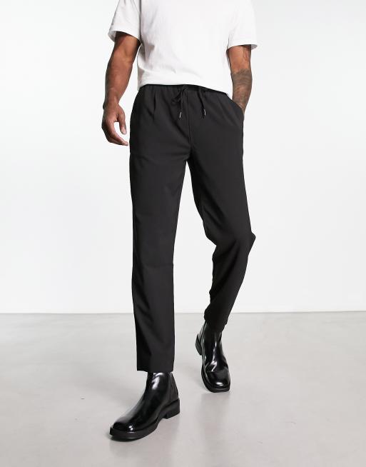 Pull&Bear – Czarne eleganckie spodnie o dopasowanym kroju