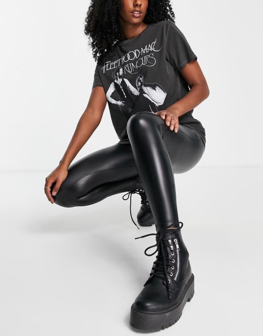 Pull&Bear – Czarne legginsy z imitacji skóry