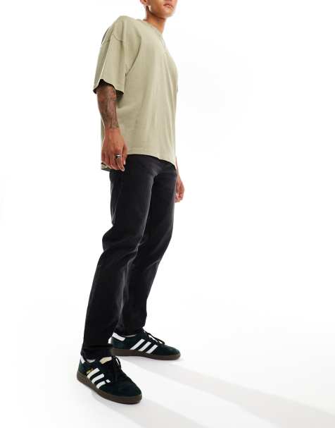 Pull&Bear – Czarne sprane jeansy z prostymi nogawkami - view 1