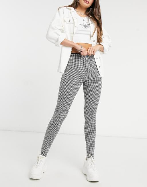 Pull&Bear – Czarno-białe legginsy w kratę