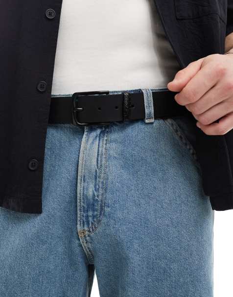 Pull&Bear – Czarny pasek z imitacji skóry z klamrą - view 1
