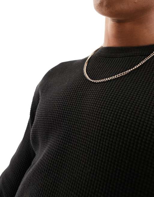 Pull&Bear – Czarny prążkowany sweter, 3 z 4