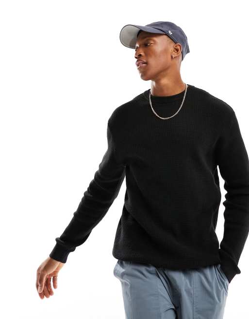 Pull&Bear – Czarny prążkowany sweter, 4 z 4