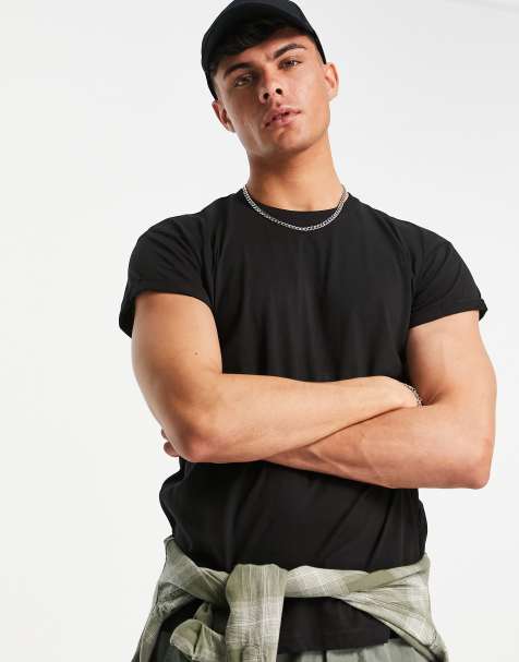 Pull&Bear - Czarny t-shirt o kroju podkreślającym sylwetkę - view 1