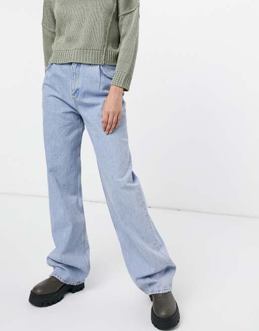 Pull&Bear - Dad-jeans i blå vask
