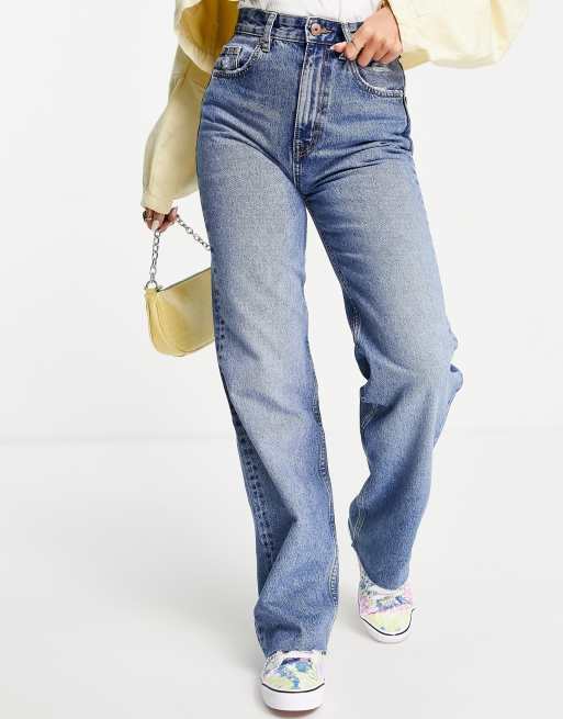 Pull&Bear - Dad jeans met rechte pijpen in blauw