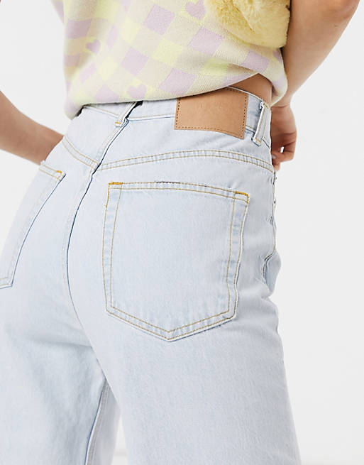 Women Pull&Bear dad jeans with rip in blue 