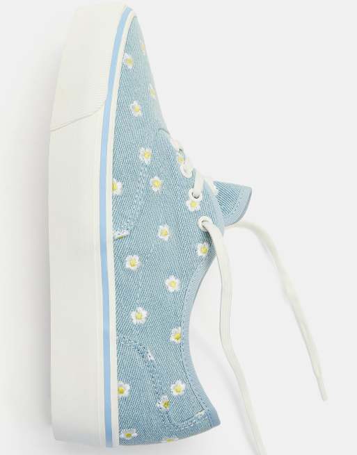 Pull&Bear - Daisy - Sneakers in tela blu, 4 di 4