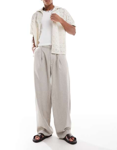 Pull&Bear dart detail rustic barrel trouser in ecru - view 1