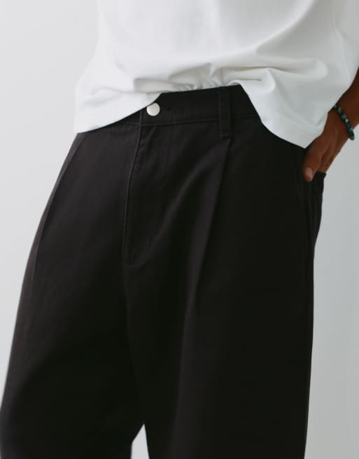 Pull&Bear Darted baggy trousers in black, 3 of 7
