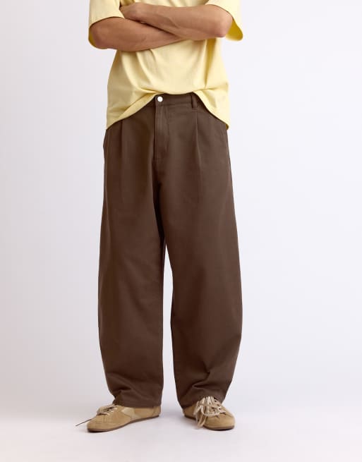 Pull&Bear Darted baggy trousers in brown, 4 of 6