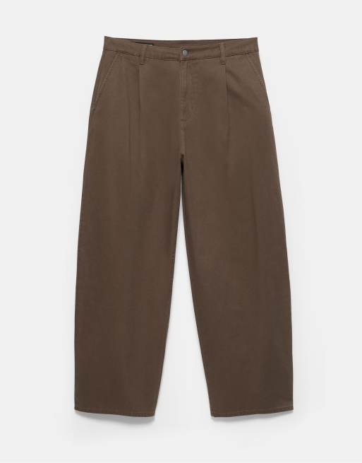 Pull&Bear Darted baggy trousers in brown, 6 of 6