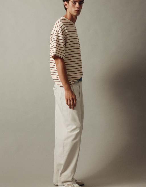 Pull&Bear Darted baggy trousers in off white, 7 of 7