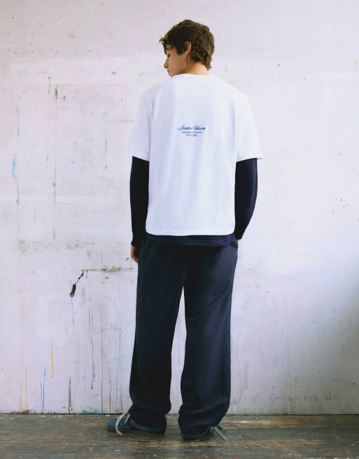 Pull&Bear Darted tailored fit trousers in navy, 2 of 6