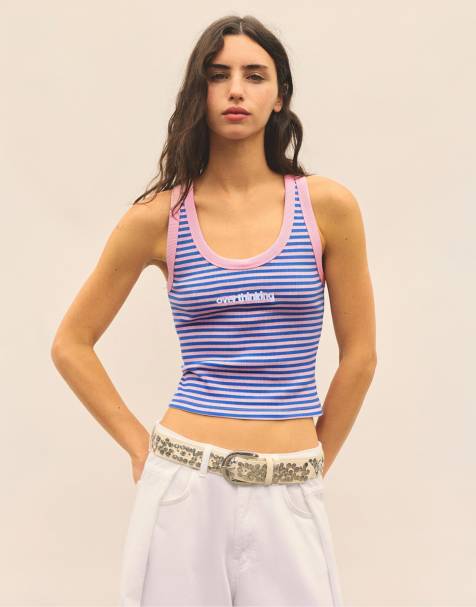 Pull&Bear - Débardeur à rayures - Bleu foncé - view 1