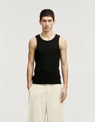 Pull & Bear - Débardeur côtelé - Noir