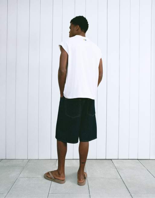 Pull&Bear - Débardeur coupe carrée à imprimé graphique - Blanc, 2 de 4