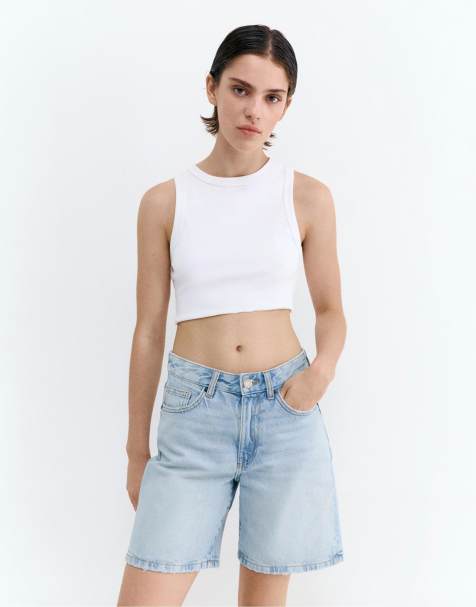Pull&Bear - Denim bermuda in medium blauw - view 1
