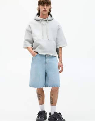 Pull&Bear denim bermuda short in mid blue - view 1