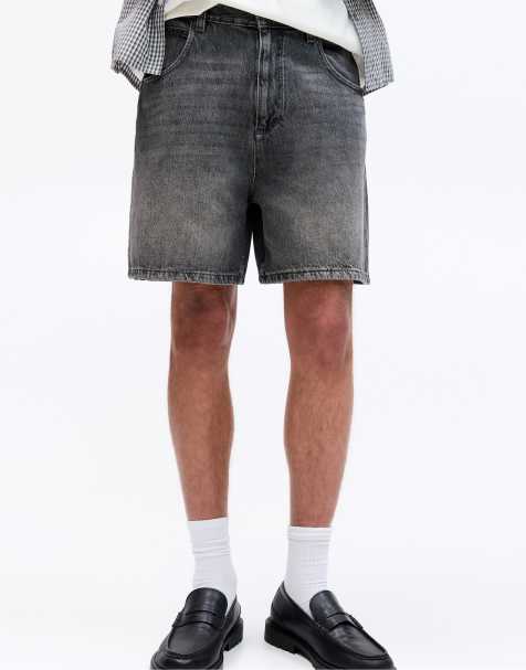 Pull&Bear denim bermuda shorts in faded black - view 1