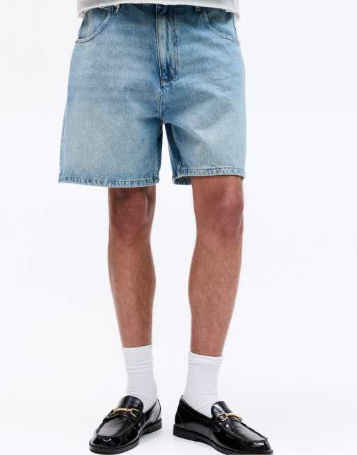 Pull&Bear denim bermuda shorts in medium blue