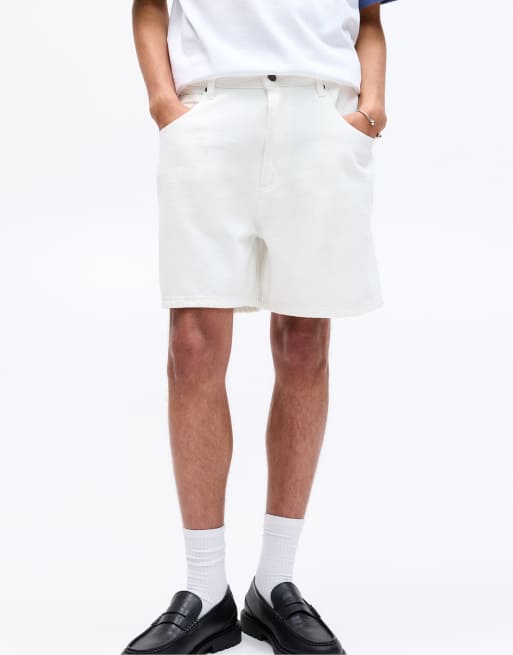 Pull&Bear denim bermuda shorts in white