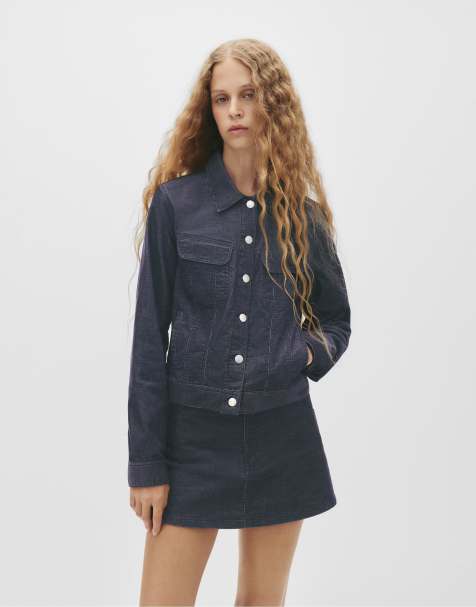 Pull&Bear Denim corduroy mini skirt in blue - view 1