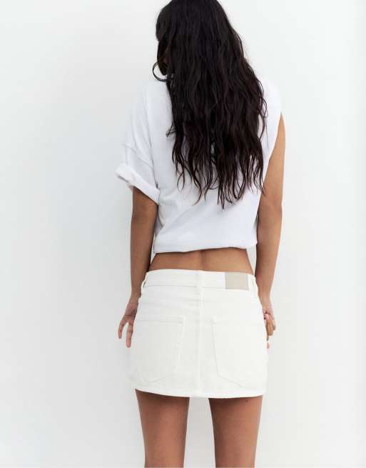 Pull&Bear denim crossover skort i hvid, 2 af 4