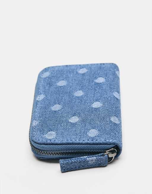 Pull&Bear – Denim-Geldbörse in Blau mit Polka Dots, 2 von 4