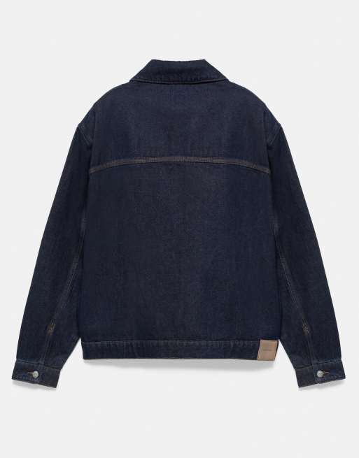 Pull&Bear denim jack met meerdere zakken in navy, 5 van 5