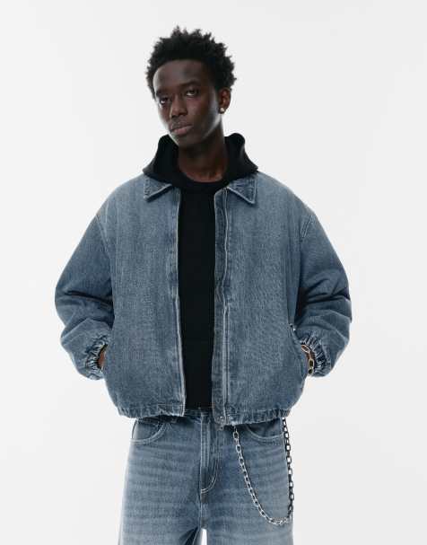 Pull&Bear - Denim jack met rits in middenblauw - view 1