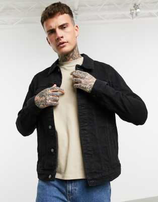 pull&bear denim jacket in black