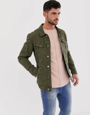 pull and bear khaki denim jacket