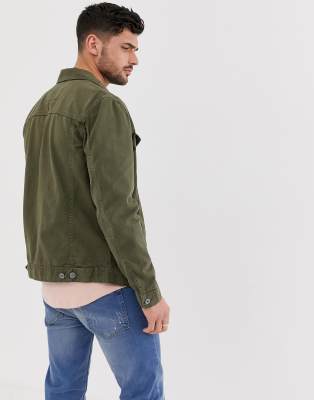pull and bear khaki denim jacket