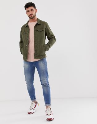 khaki green denim jacket